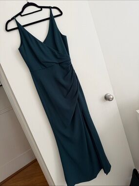 Dress the Population Deep Teal Sleeveless Wrap Maxi Dress